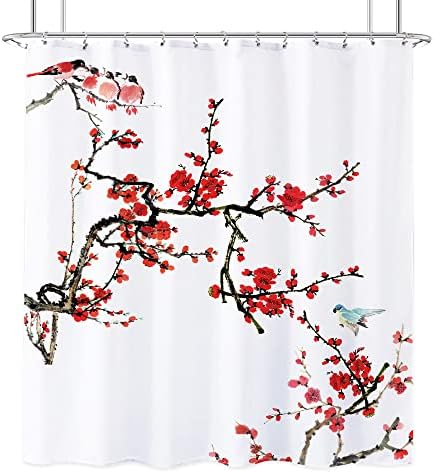 Someklly cseresznyevirág Zuhanyzó Függöny, Virág, Virágos Zuhanyzó Függöny Szett, Akvarell Szilva Fürdőszoba
