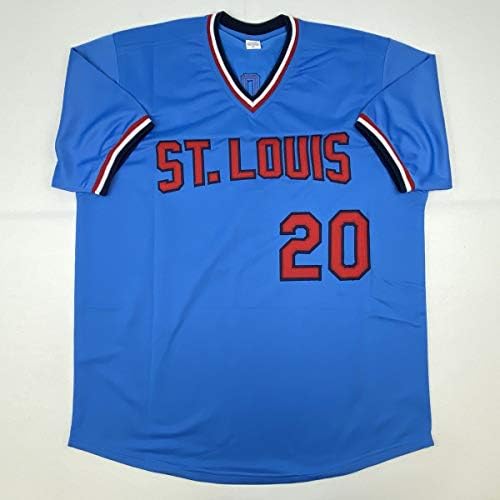 Dedikált/Aláírt Lou Brock St. Louis Kék Baseball Jersey SZÖVETSÉG COA