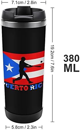 Baseball Puerto Rico Zászló Utazási Bögre Rozsdamentes Acél Vákuum Szigetelt Kávés Csésze Fedő Otthoni