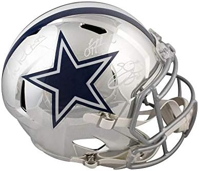 Dallas cowboys Hármas Dedikált Chrome Teljes Méretű Futball Sisak - BAS LOA