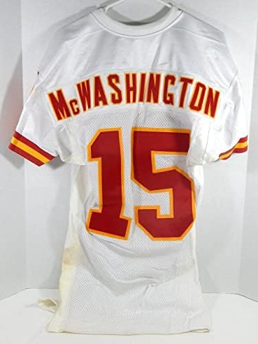 1998 Kansas City Chiefs Shawn McWashingston 15 Játék Használt Fehér Jersey 38 203 - Aláíratlan NFL Játék