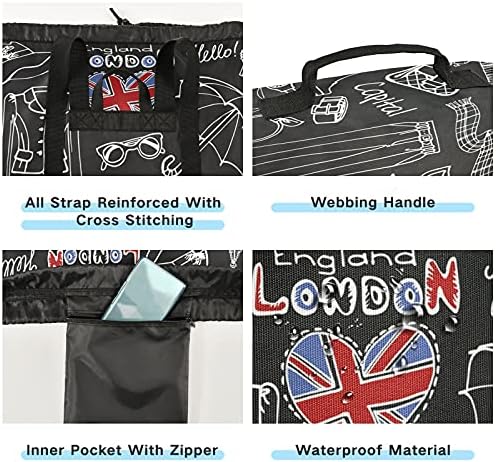 London Fashion Set Fekete szemeteszsákba Nagy teherbírású Mosoda Hátizsák, vállpántok Vízálló Mosoda táska