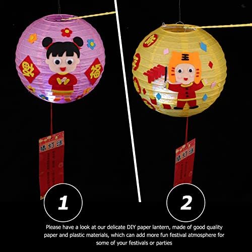 VICASKY Piros Lámpás 2 db DIY újév Lámpás DIY Papír Lámpások Fesztivál Party Dekoráció Kínai Papír Lantern