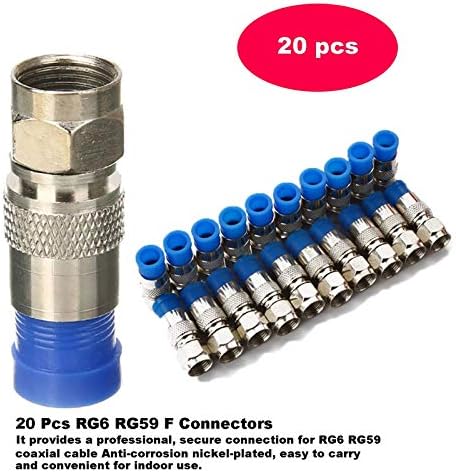 Rpuomtz Koax Kábel Crimpelhető, Koaxiális Kompressziós Eszköz Készlet Vezeték Sztriptíz a 20db-Kék F RG6