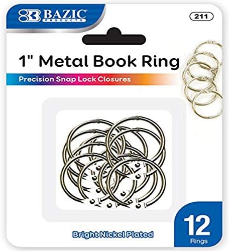BAZIC 1 Fém Könyv Gyűrűk (12/Csomag), 1 Csomag