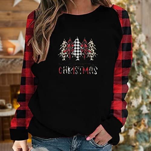 Karácsonyi Maximum a Nők Szivárvány karácsonyfa Grafikus Pulóver, Hosszú Ujjú Baseball-T-Shirt-Sleeve