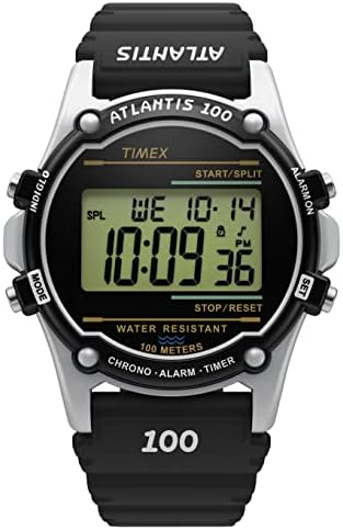 Timex Férfi Expedíció Atlantisz 40mm Watch – Ezüst-Hang & Fekete tok Fekete Gyanta Heveder