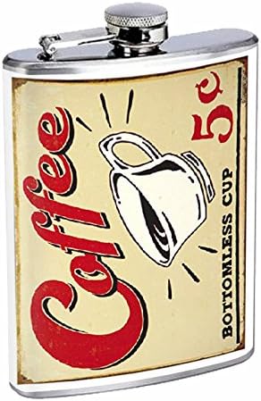 A tökéletesség Stílus Rozsdamentes Acél Flaska, 8oz Vintage Poszter D-036 Kávé Feneketlen Kupa