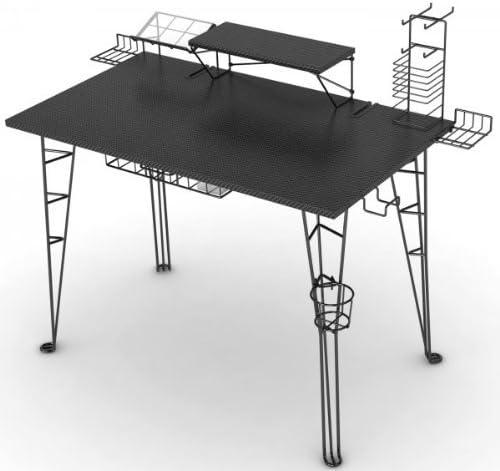 Atlanti Eredeti Játék Asztal – Carbon-Fiber Laminált Asztal, nagy teherbírású Acél Drót Lábak, Magas Monitor