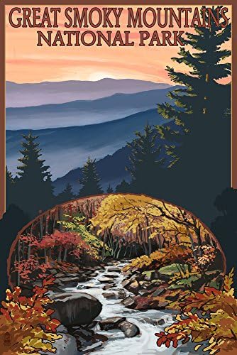 Lámpás Nyomja Meg A Great Smoky Mountains, Tennessee, Vízesés ( Pamut Vászon Újrafelhasználható Táska)