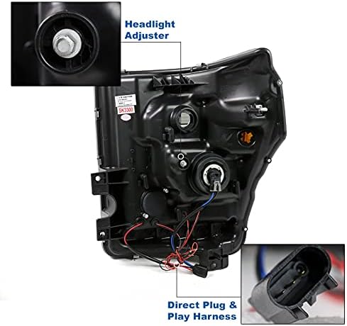 ZMAUTOPARTS LED-Halo-Vetítő Fényszórók Füst w/6 Fehér DRL Kompatibilis 2011- Ford F-250-F-350 Super