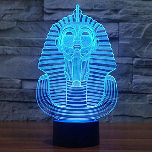 3D Egyiptom Pharao Éjszakai Fény USB-Kapcsolatot Kapcsoló Dekor Asztal, Íróasztal Optikai Illúzió, Lámpák