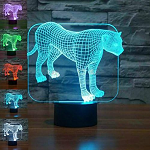 3D Leopárd Éjszakai Fény USB-Kapcsolatot Kapcsoló Dekor Asztal, Íróasztal Optikai Illúzió, Lámpák 7 színváltó