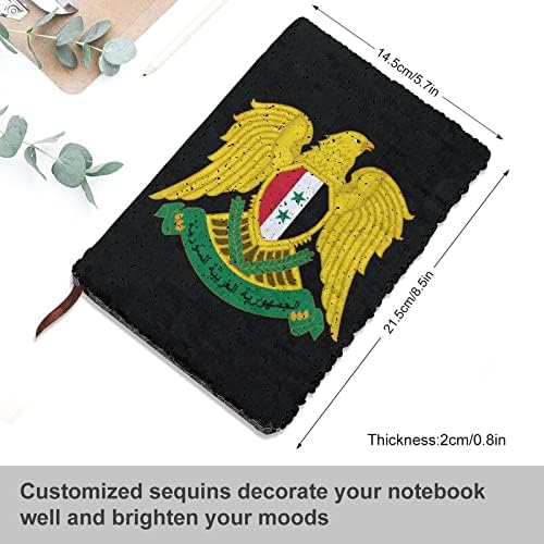 Címer Szíria Vicces Sequin Notebook Fordított Flip Sequin Napló Napló Könyv Utazási Irodai Kellékek