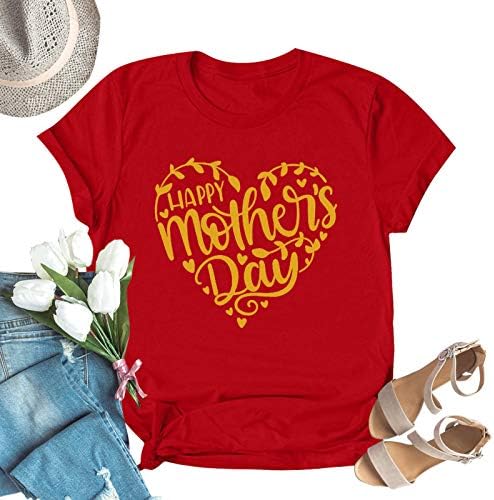 Boldog anyák napját 2023 Tshirt a Nők, Anya, Nagyi T-Shirt Levél Nyomtatás Sleeve Rövid Ujjú Szív Grafikus