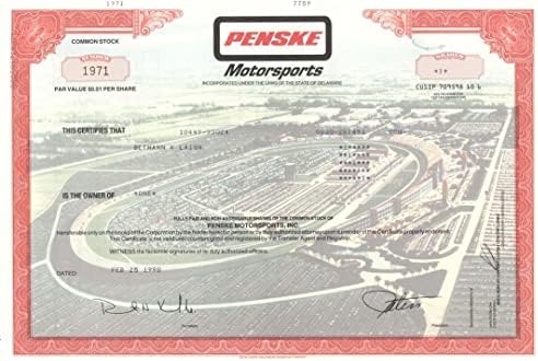 Penske Motorsport - Raktáron Bizonyítvány