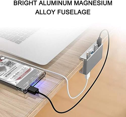 SBSNH Alumínium, 4 Port, Többfunkciós USB 3.0 Clip-C Típusú USB HUB Asztali Laptop Klip Tartomány