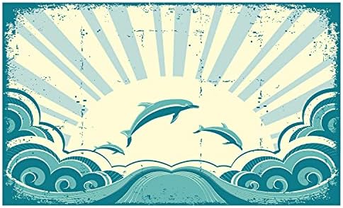 Ambesonne Delfin Kerámia Fogkefe Tartó, Tengeri Inspirációk a Delfinek a Felkelő Nap, Kavargott az Óceán