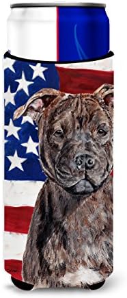 Caroline Kincsek SC9633MUK Staffordshire Bull Terrier Staffie az Amerikai Zászló USA Ultra Ölelkezős a