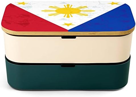 Retro Fülöp-szigetek Zászló Bento Ebédet szivárgásmentes Bento Box Élelmiszer-tartály, 2 Rekesz Irodájában