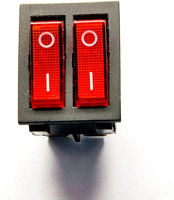 Piros dupla billenő kapcsoló KCD8-212N KCD2 6p megvilágított 15A / 250V eredeti