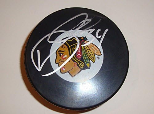 Dylan Olsen Aláírt Korong w/COA Chicago Blackhawks Autogramot Szuvenír 2011 - Dedikált NHL Korong