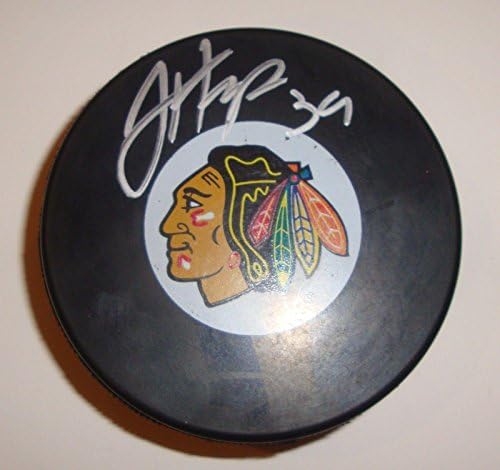 Jimmy Hayes Aláírt Korong w/COA Chicago Blackhawks Autogramot Szuvenír 2011 - Dedikált NHL Korong