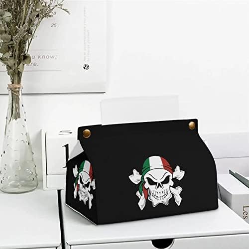 Olaszország PirateFlag Koponya Szövet Borító PU Bőr Szövet Doboz Jogosultja Téglalap alakú Arc Szövet