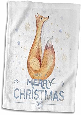 3dRose Boldog Karácsonyi Üdvözlet-Téli Havas Állat Fox Illusztráció - Törölköző (twl-274997-3)