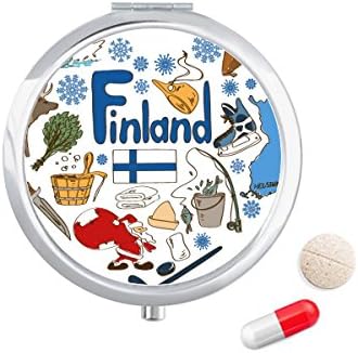 Finnország Szerelmes Szív Landscap Nemzeti Zászló Tabletta Esetben Zsebében Gyógyszer Tároló Doboz, Tartály