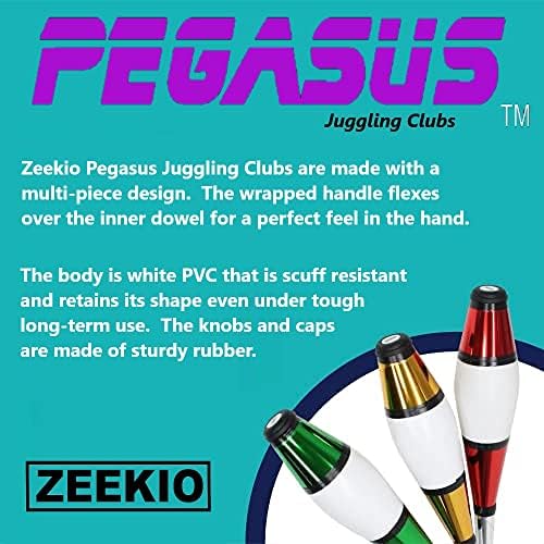 Zeekio Pegasus Zsonglőr Klub - [3], Kezdőtől a Profi, Prémium Minőségű, Lila/Zöld/Arany