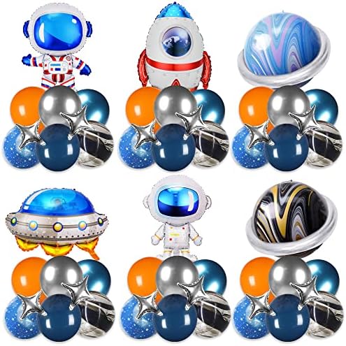 Tér Lufi világűrben Parti Dekoráció Űrhajós Rakéta, Űrhajó, Lufi, Kék, Narancssárga Ezüst Ballonok, UFO
