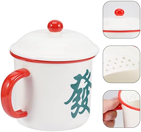 Veemoon Szabott Ajándékok Kínai Stílusú Szerencsés Mahjong Bögre 560ML Kerámia Zománc Kávés Csésze Fedő