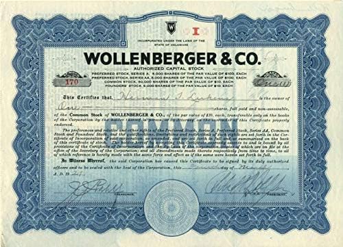 Wollenberger and Co. - Raktáron Bizonyítvány