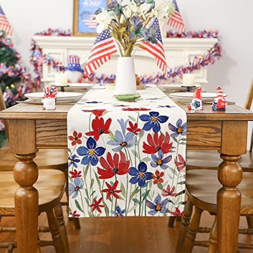 Siilues Hazafias asztali Futó, a Memorial Nap Dekoráció Virág asztali Futó július 4. Dekoráció, Otthon