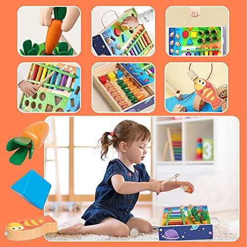 Montessori Fa Játékok Gyerekeknek - 4-az-1-Oktatási Játék, a Forma Válogatás, kézügyesség, Xilofon, Mágneses