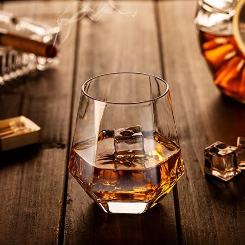 Hanobe Gyémánt Whiskey Szemüveg - Készlet 2 Egyedülálló Geometriai Ferde Bor Pohár Kristály Régi Rock