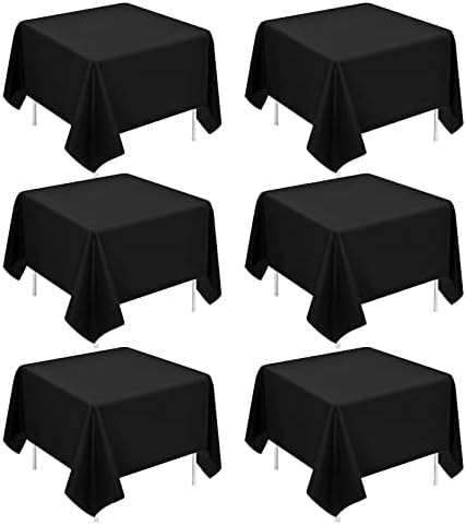 6 Pack Fekete Négyzet Terítő 85x85 inch,Ránc-Rezisztens Kártya Asztal Terítő Tér terítő Kis Poliészter