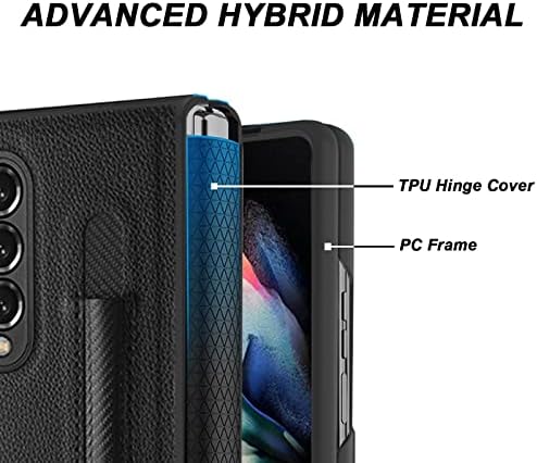 Miimall Kompatibilis Samsung Galaxy Z Hajtás 3 Bőr tok tolltartó, Ultra-Vékony All-Inclusive Zsanér Védelem