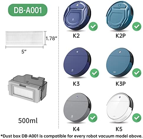 OKP Robot Porszívó 500mL Por Doboz DB-A001 Csere Robot Porszívó Porszívó Munka K2 K3 K4 K5 K2P