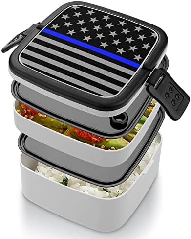 Vékony Kék Vonal Amerikai Zászló Vicces Egy Bento Box Ebéd Tartály Kanál Utazási Munka Piknik